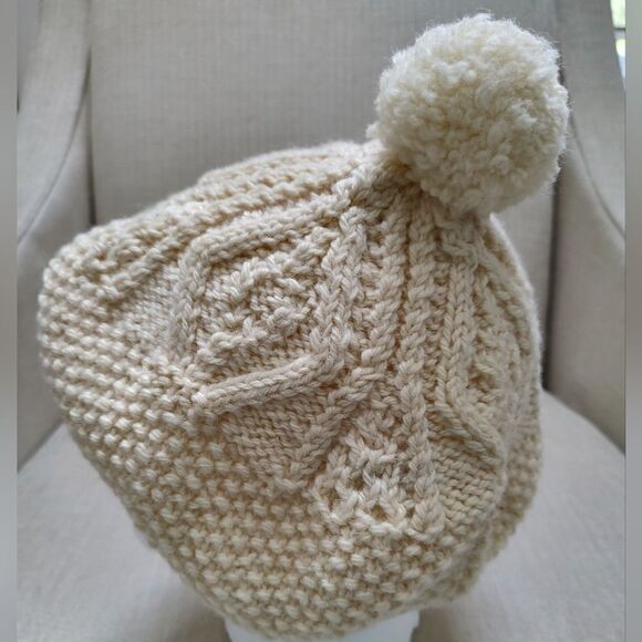 Vintage Hand Knit New Wool Irish Tam Beret Hat with Pom Pom - Picture 1 of 7